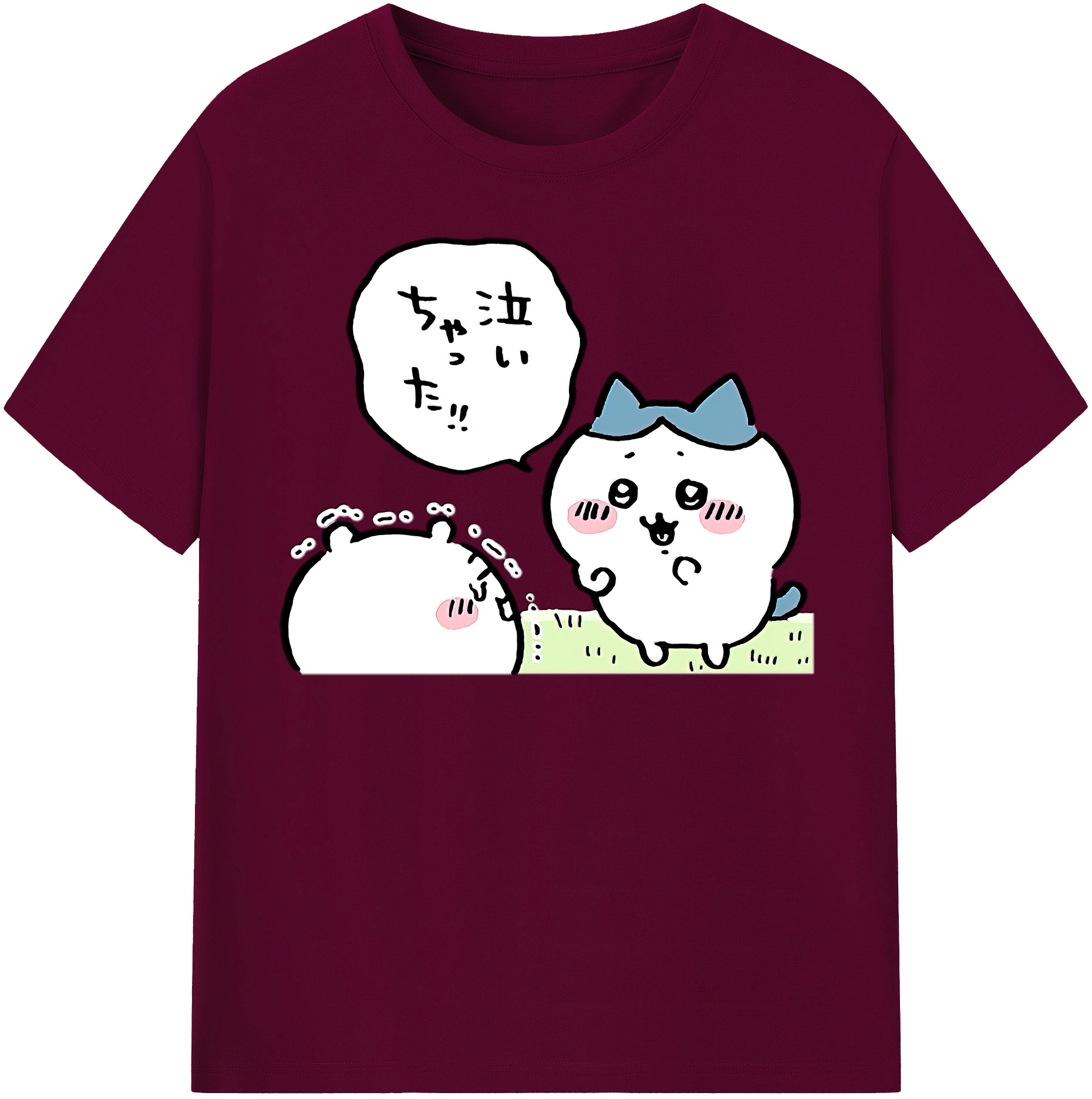 （画像用） ちいかわ ハチワレ Chii-kawa hachiware レディースカジュアルプリントTシャツ（綿100％）